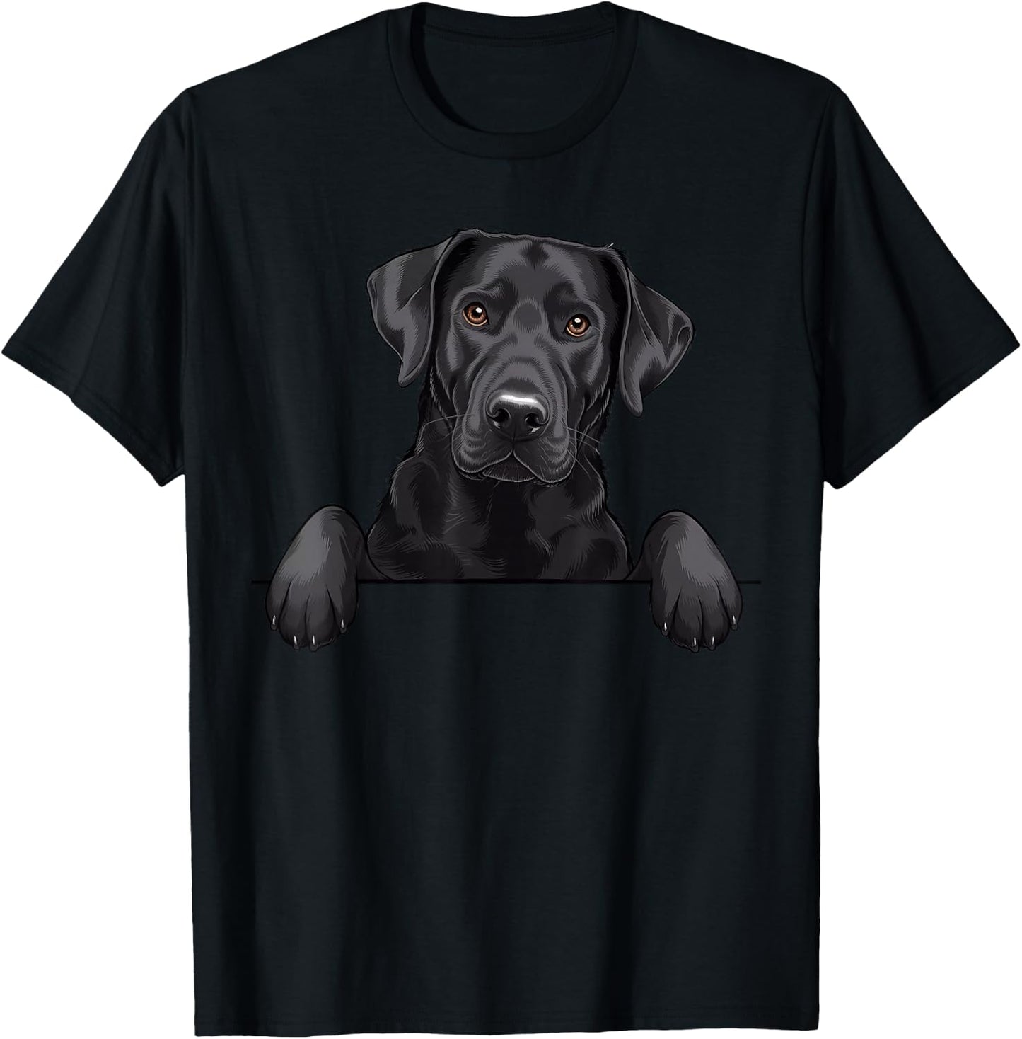 Cute Black Labrador Peeking Pocket Puppy Funny Lab Dog Lover T-Shirt - T-Shirt | Black