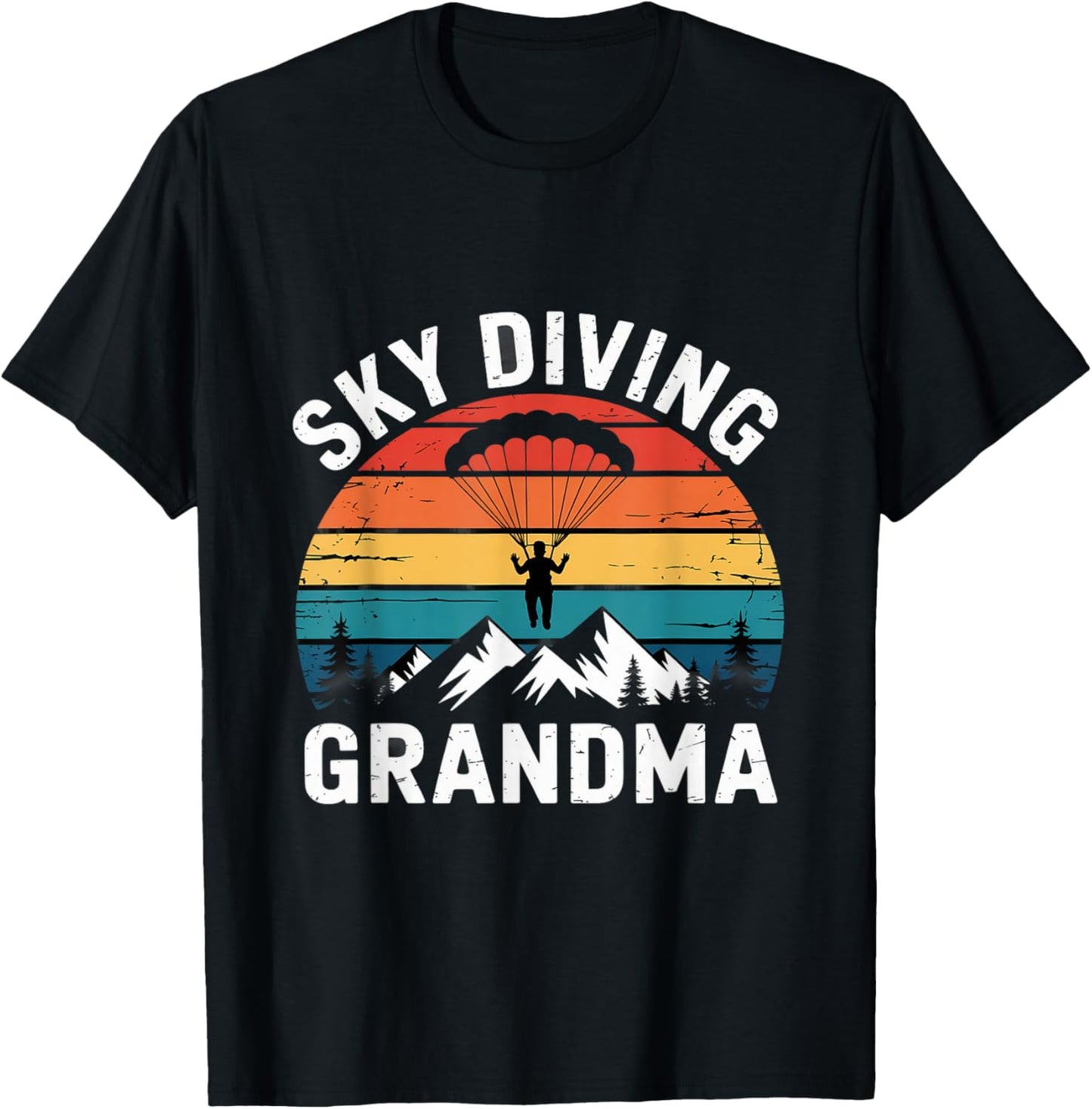 Retro Parachuting Skydiver Grandma Skydiving T-Shirt - T-Shirt | Black