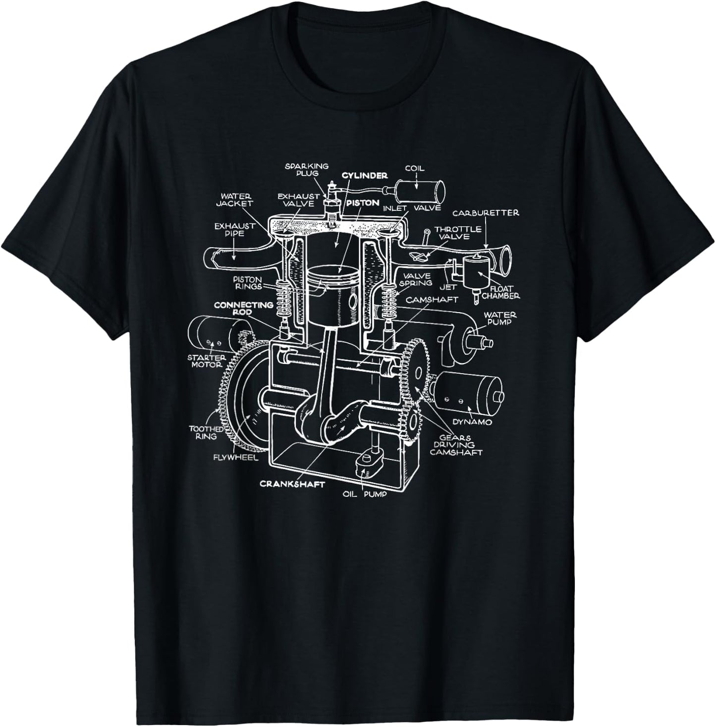 Mechanics Car Engine Pieces Cars Lovers - Muscle Cars T-Shirt - T-Shirt | Black