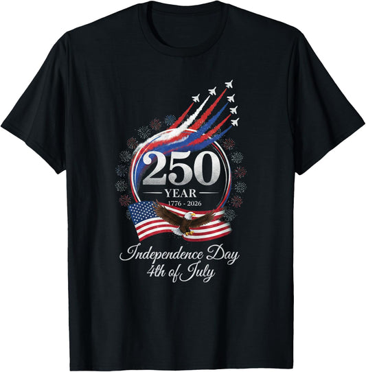 250th Anniversary USA 250 Years American Patriotic 4th July T-Shirt - T-Shirt | Black