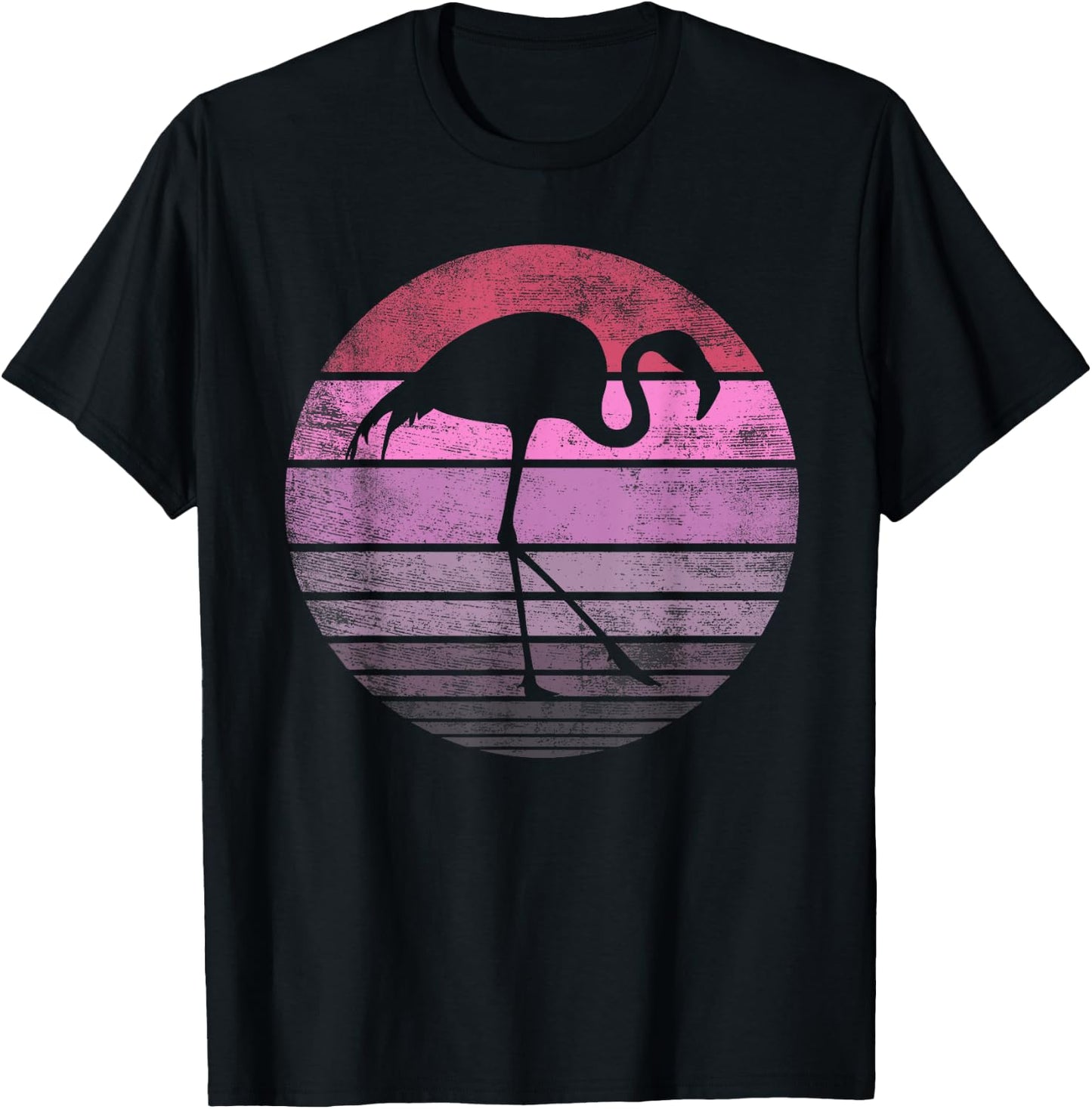 Pink Flamingo Lover Gifts Bird Vintage Animal Silhouette T-Shirt - T-Shirt | Black