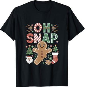 Oh Snap Gingerbread Man - Funny Christmas Cookie Baking T-Shirt - T-Shirt | Black
