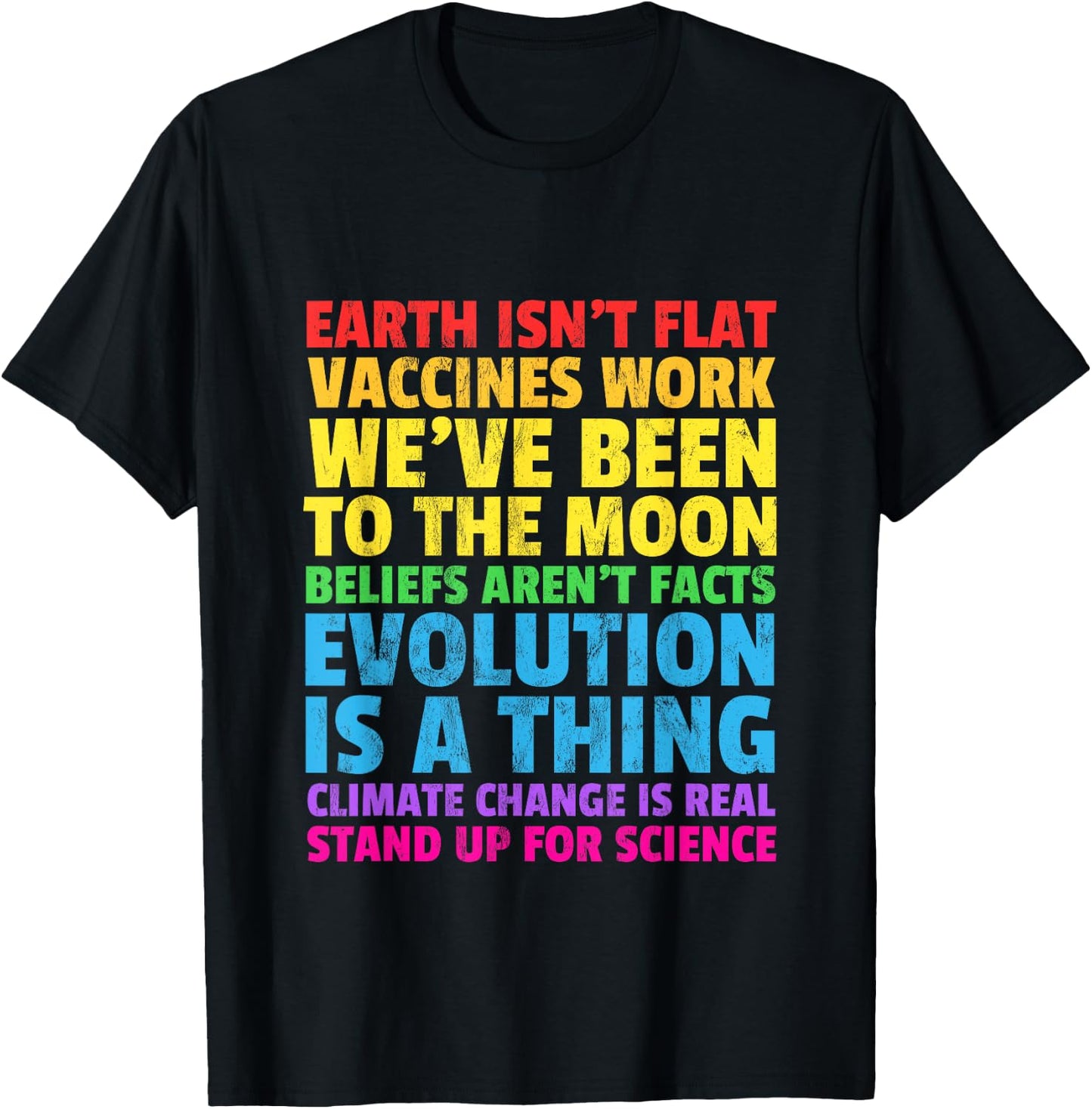 EARTH ISN'T FLAT STAND UP FOR SCIENCE REAL Earth Day T-Shirt - T-Shirt | Black