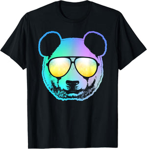 Panda Neon Bear Face T-Shirt - T-Shirt | Black