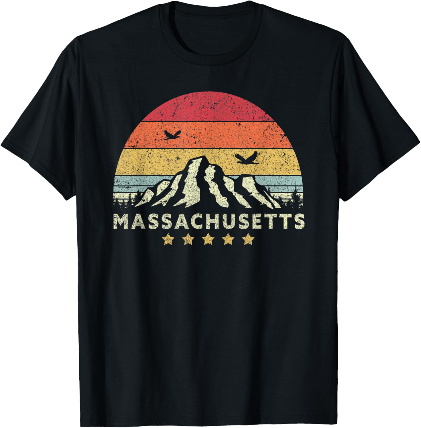 Massachusetts Shirt. Retro Style MA, USA T-Shirt - T-Shirt | Black
