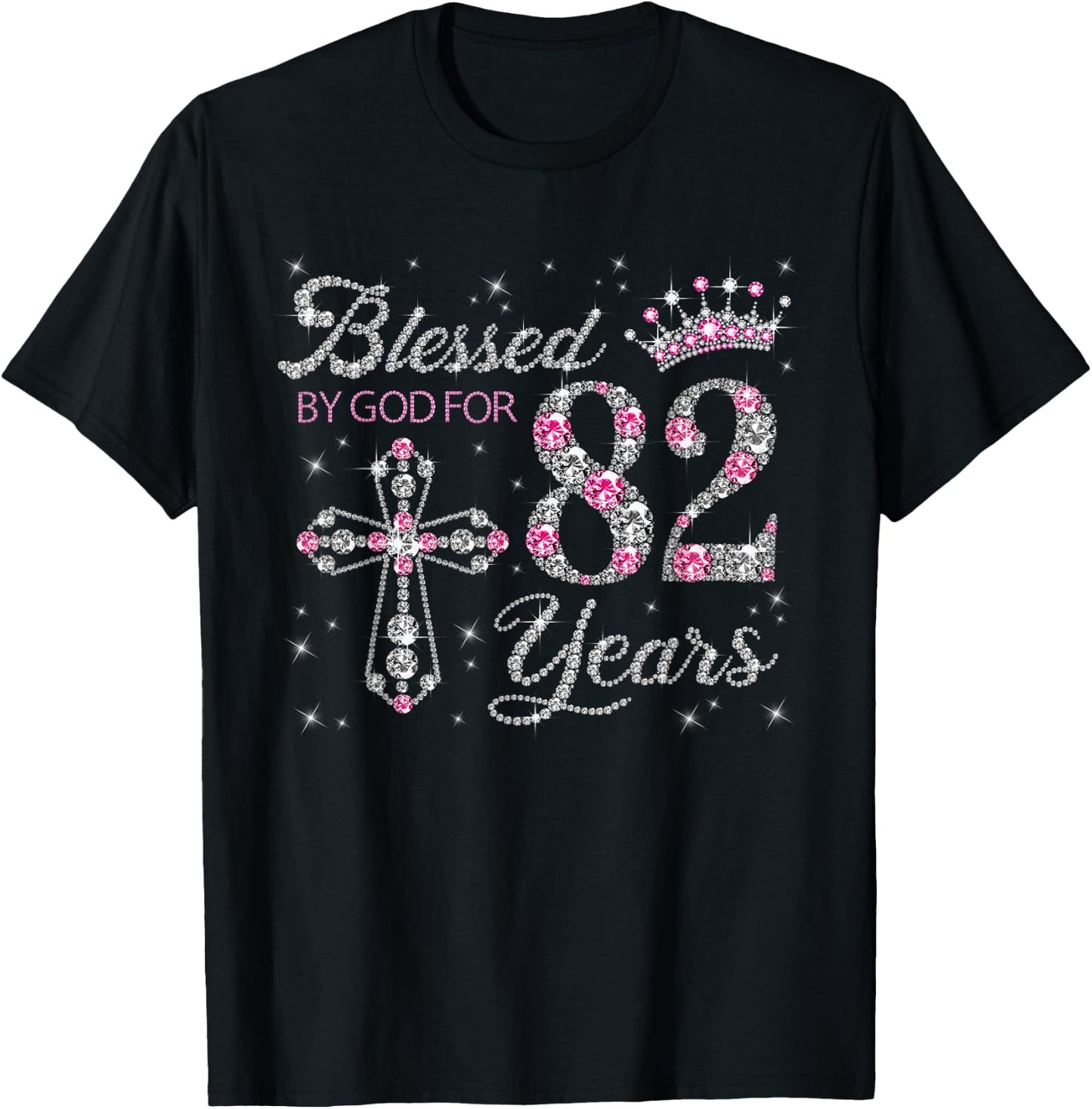 Blessed by God For 82 Years Old 82nd Birthday Gift T-Shirt - T-Shirt | Black