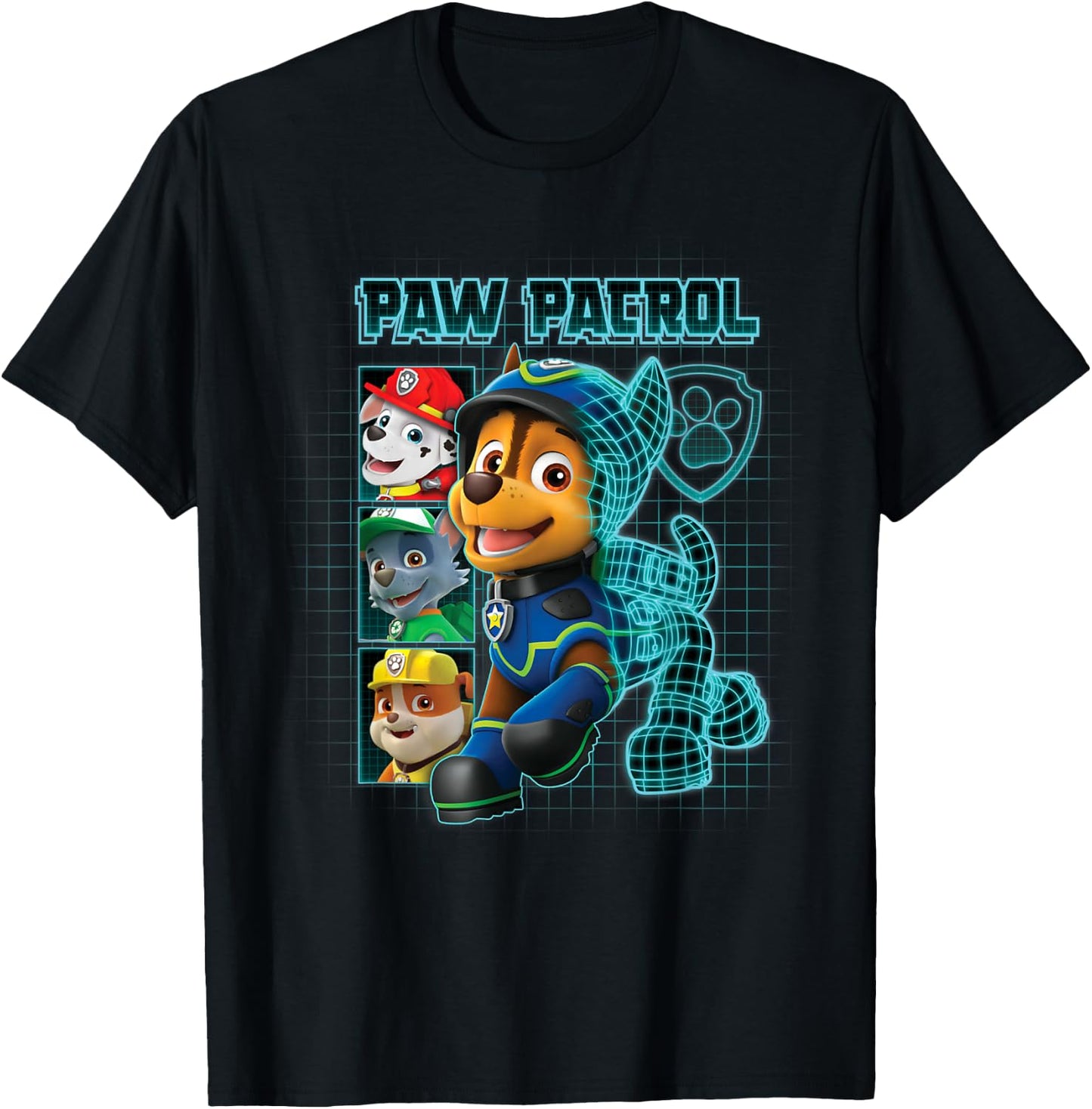 PAW Patrol Tech Police Pup Chase All Characters T-Shirt - T-Shirt | Black