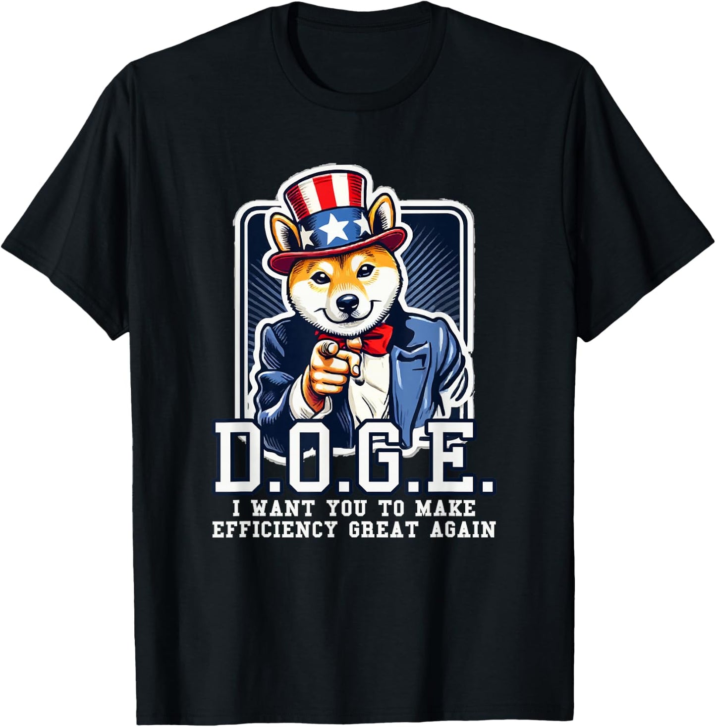 Department of Government Efficiency Doge Uncle Sam Dog T-Shirt - T-Shirt | Black