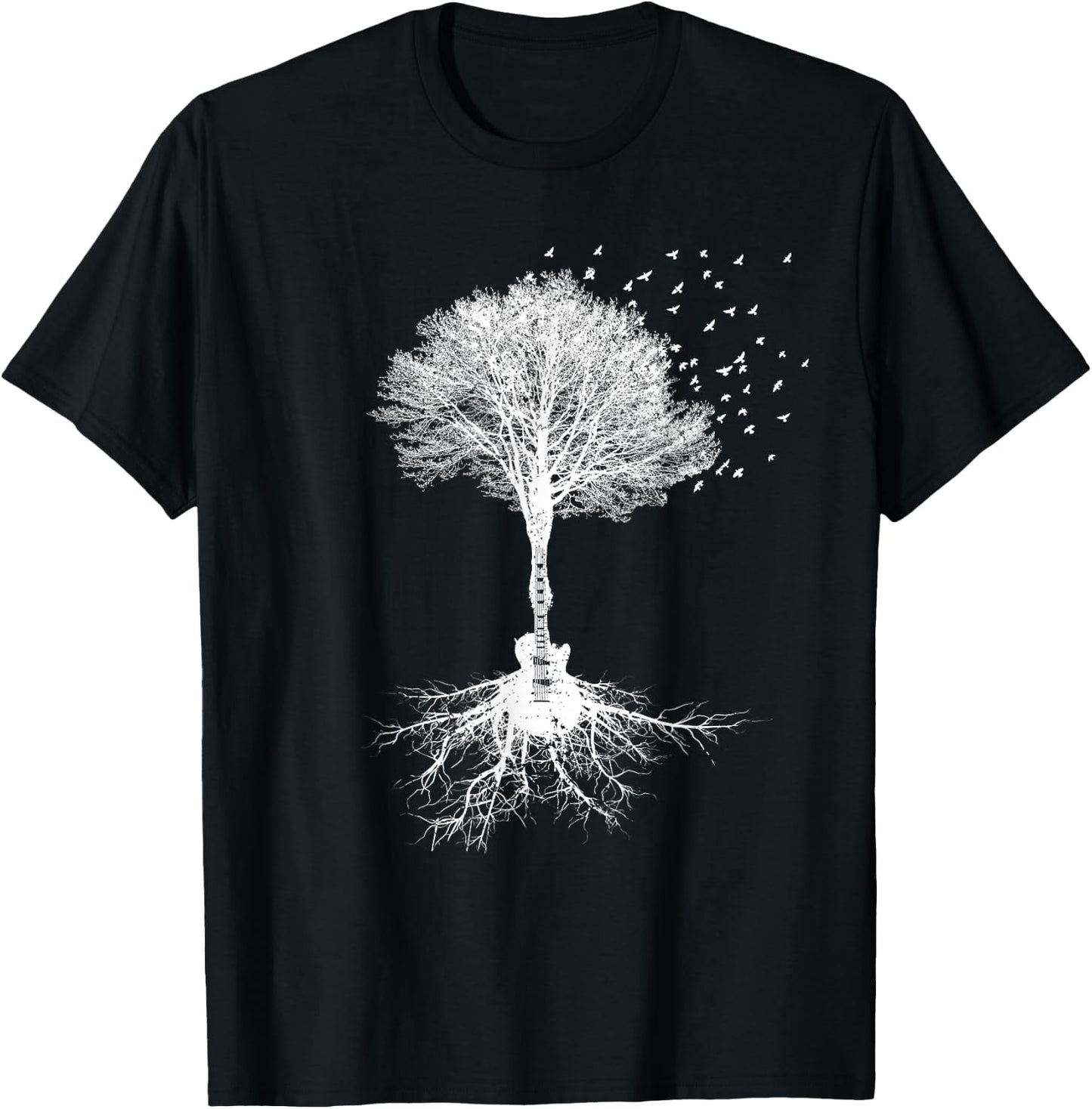 Acoustic Guitar Player Nature Tree, Birthday, Christmas Gift T-Shirt - T-Shirt | Black