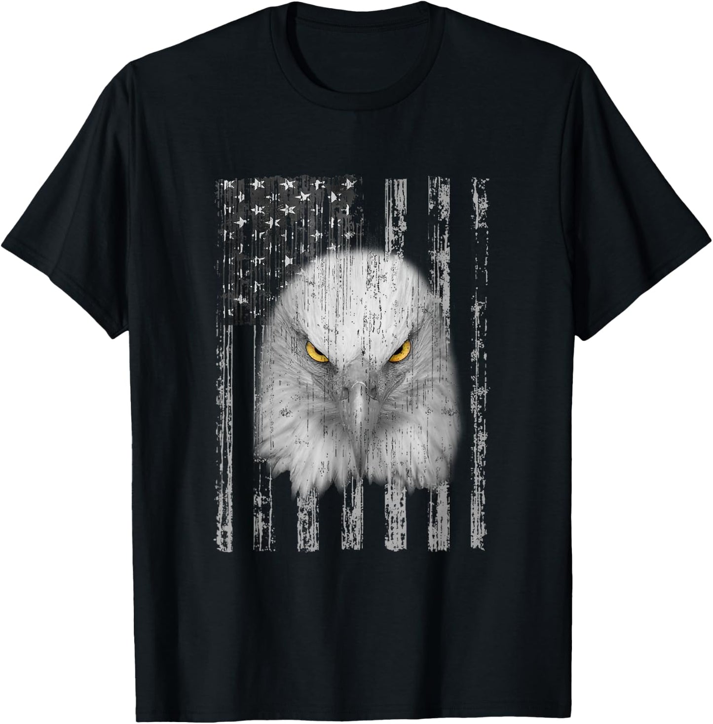 USA Flag with American Bald Eagle Eyes Shirt Patriotic T-Shirt - T-Shirt | Black