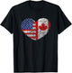 USA Canada Heart - Dual Citizenship T-Shirt - T-Shirt | Black