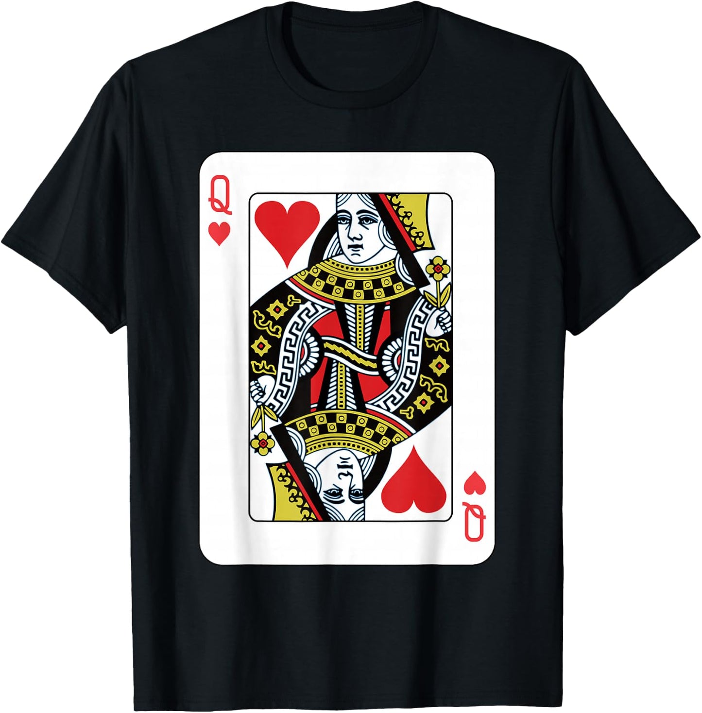 Queen of the Hearts Playing Card Poker T-Shirt - T-Shirt | Black