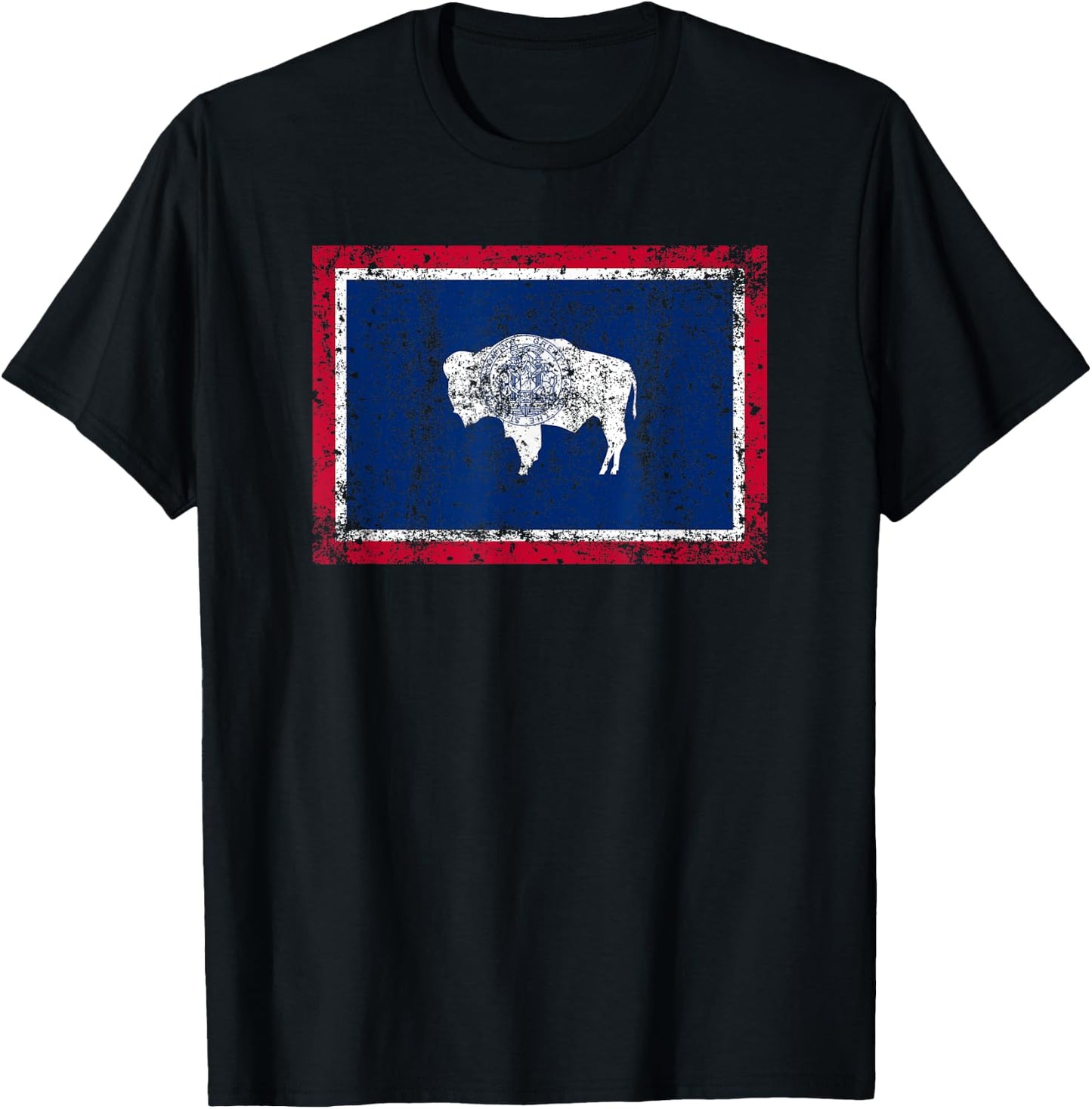 State of Wyoming Flag Fun Vintage Retro Fall Hiking Gift Dad T-Shirt - T-Shirt | Black