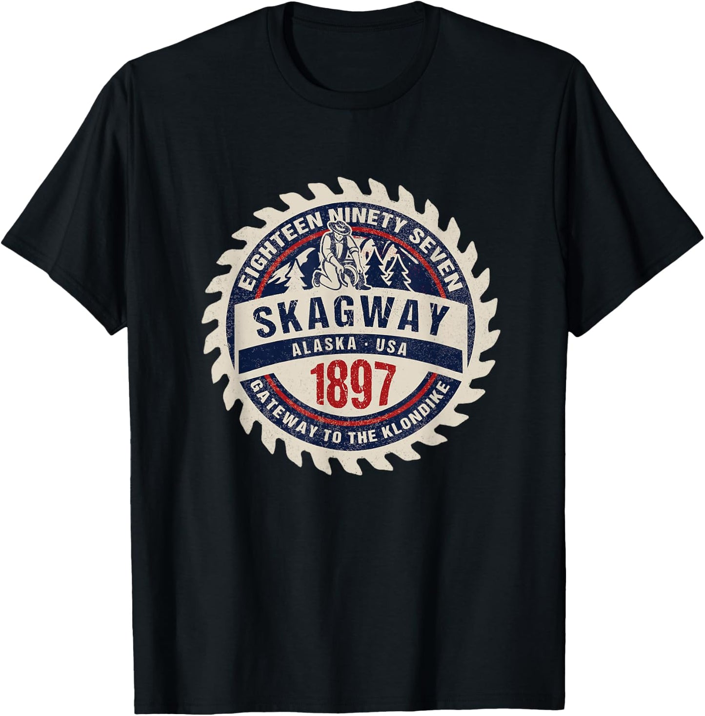 Skagway Alaska Historic Gold Rush Town Vacation Souvenir T-Shirt - T-Shirt | Black