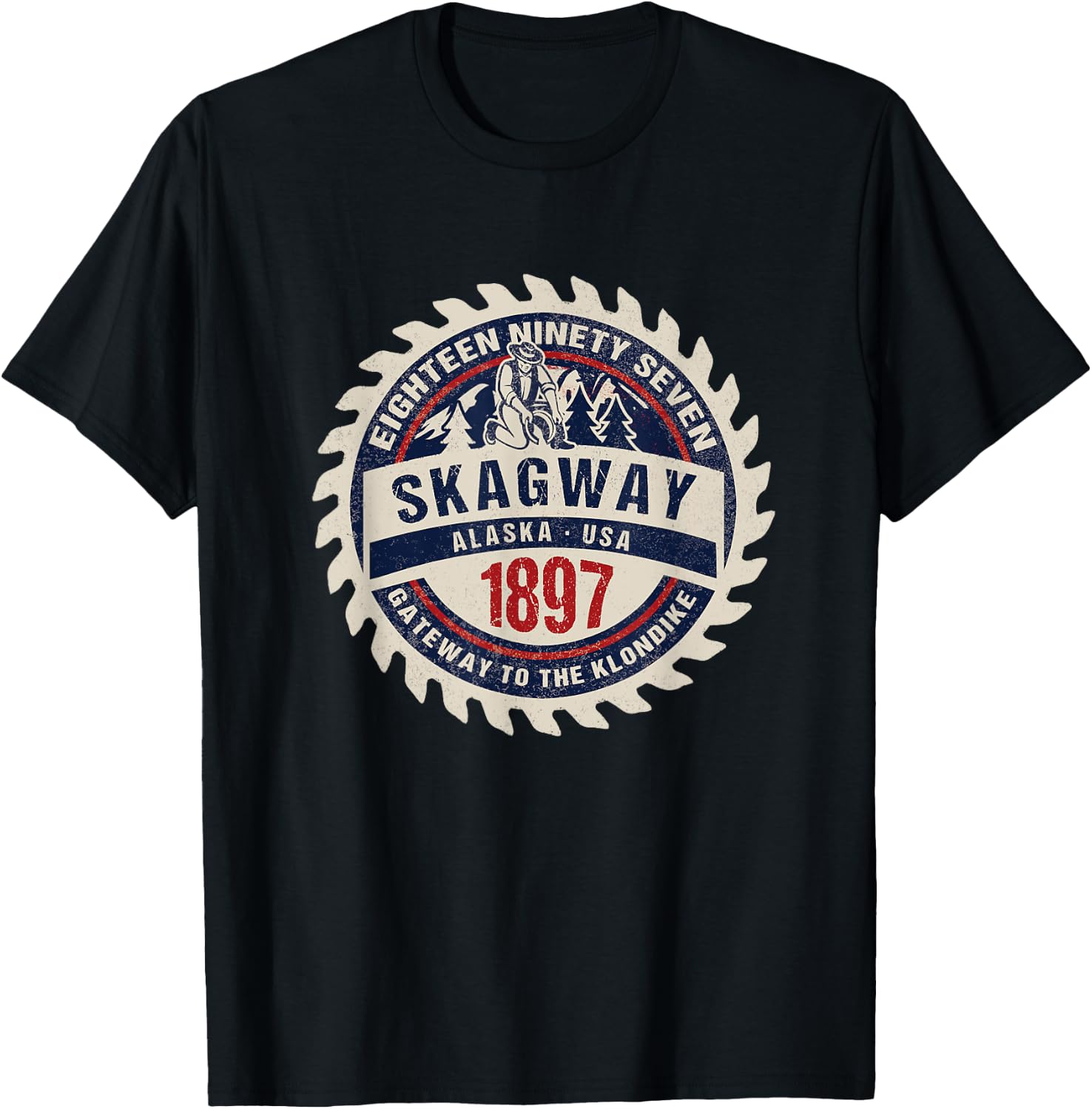 Skagway Alaska Historic Gold Rush Town Vacation Souvenir T-Shirt - T-Shirt | Black