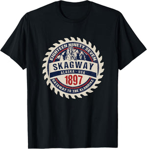 Skagway Alaska Historic Gold Rush Town Vacation Souvenir T-Shirt - T-Shirt | Black