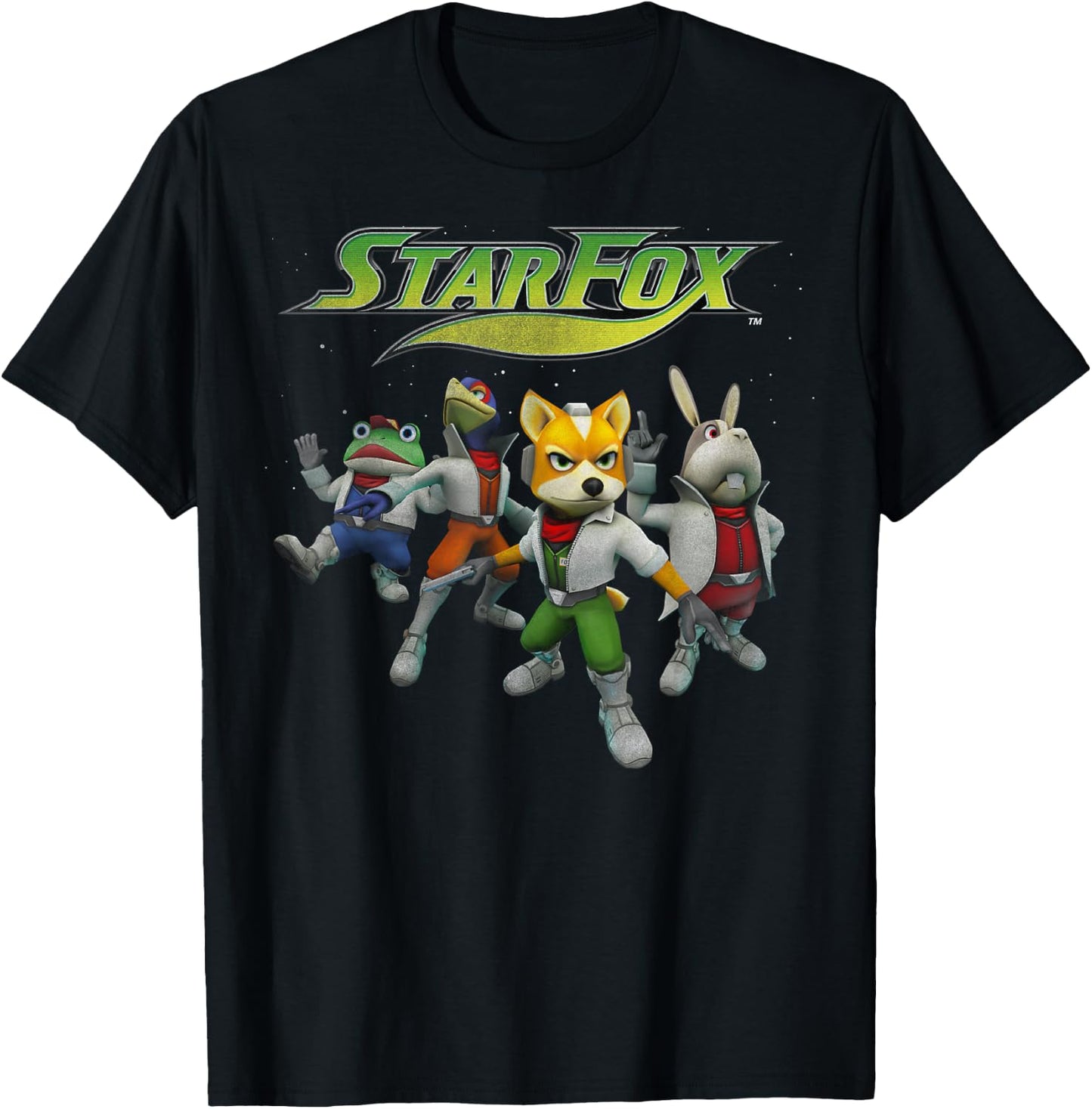 Nintendo Star Fox Retro Group Shot T-Shirt - T-Shirt | Black