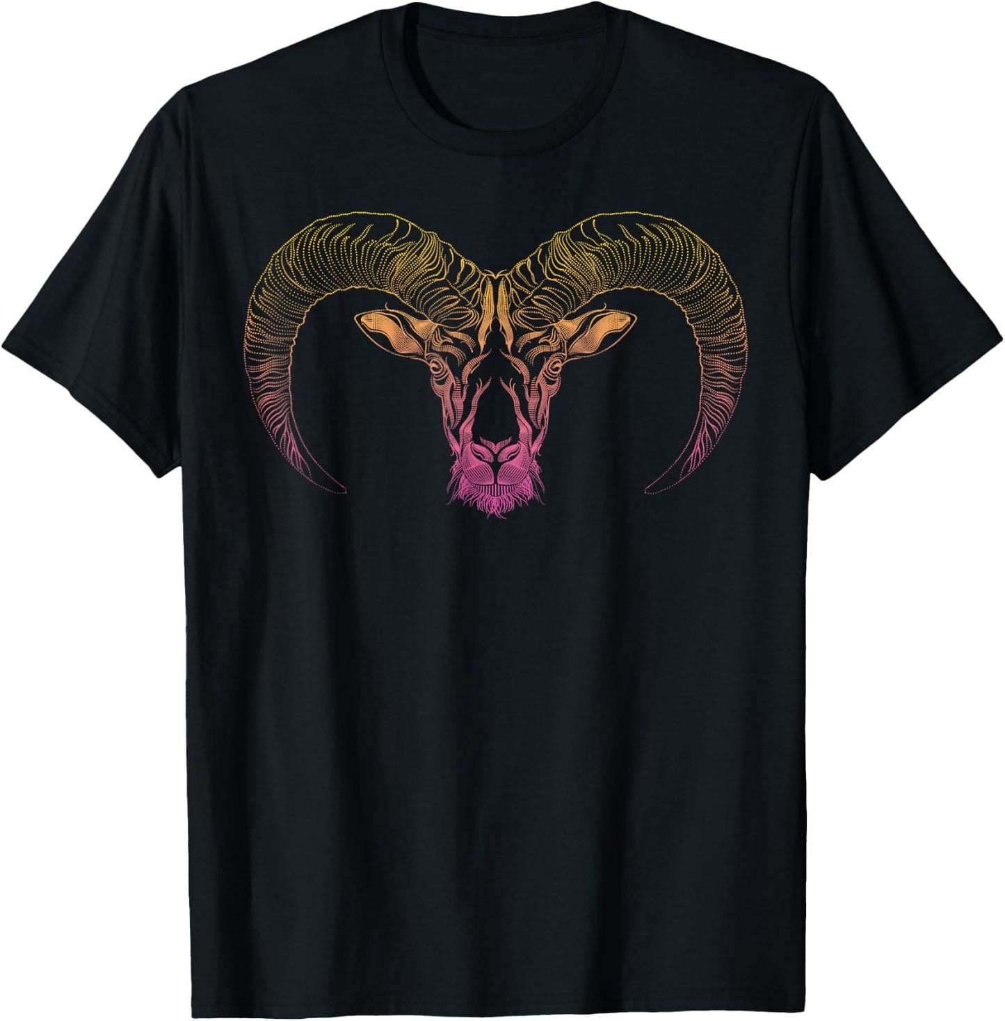 Ram Head & Bighorn Sheep Dot line Art Drawing Gift - Ram T-Shirt - T-Shirt | Black