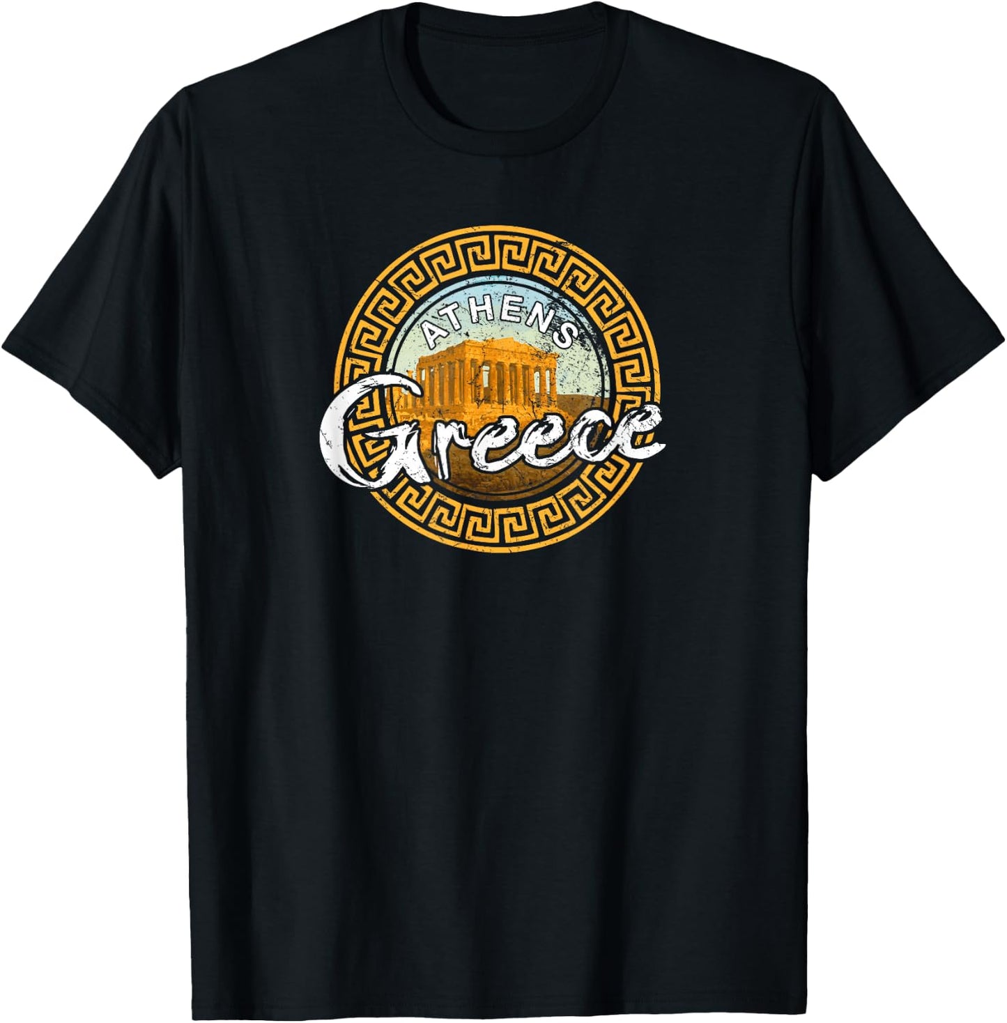Greece Athens Parthenon Acropolis Vintage Greek T Shirt T-Shirt - T-Shirt | Black