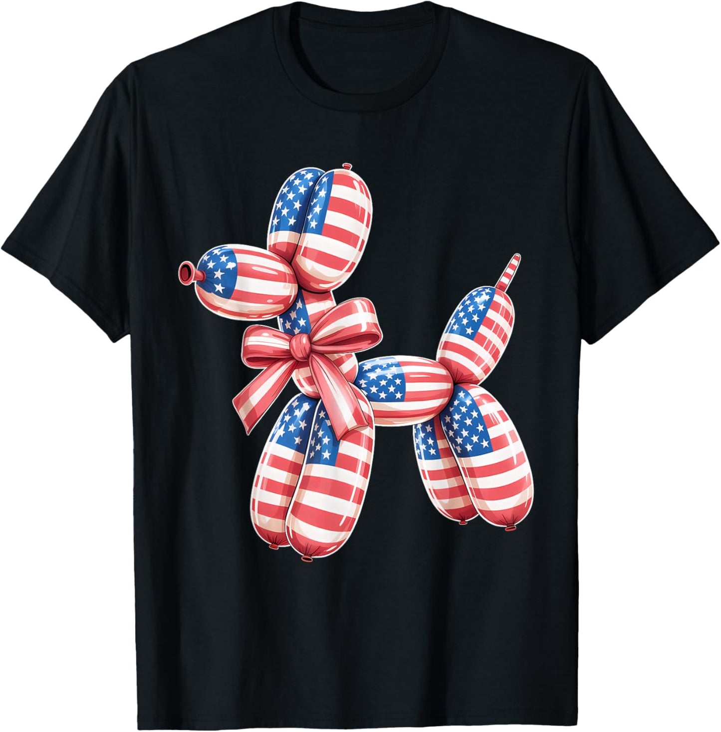 Balloon Dog 4th of July USA Flag American Balloon Artist T-Shirt - T-Shirt | Black