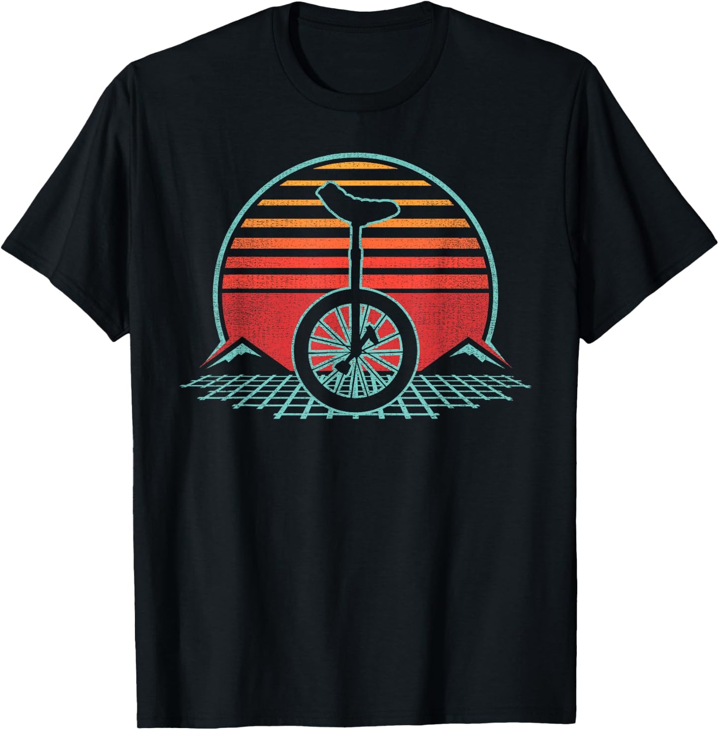 Unicycle Retro Vintage 80s Style Gift T-Shirt - T-Shirt | Black
