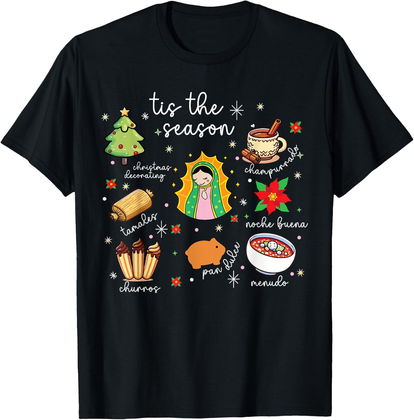 Tis the Season Mexican Christmas Feliz Navidad Xmas Mexican T-Shirt - T-Shirt | Black