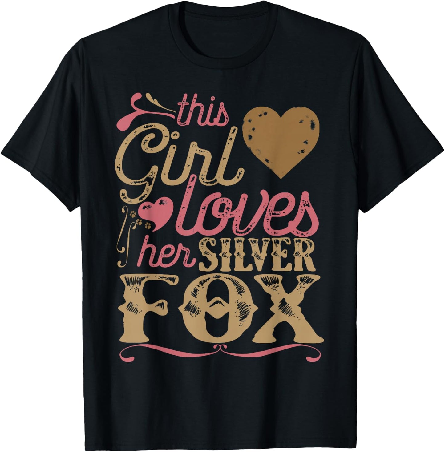 Silver Fox Shirt Gift Present T-Shirt - T-Shirt | Black