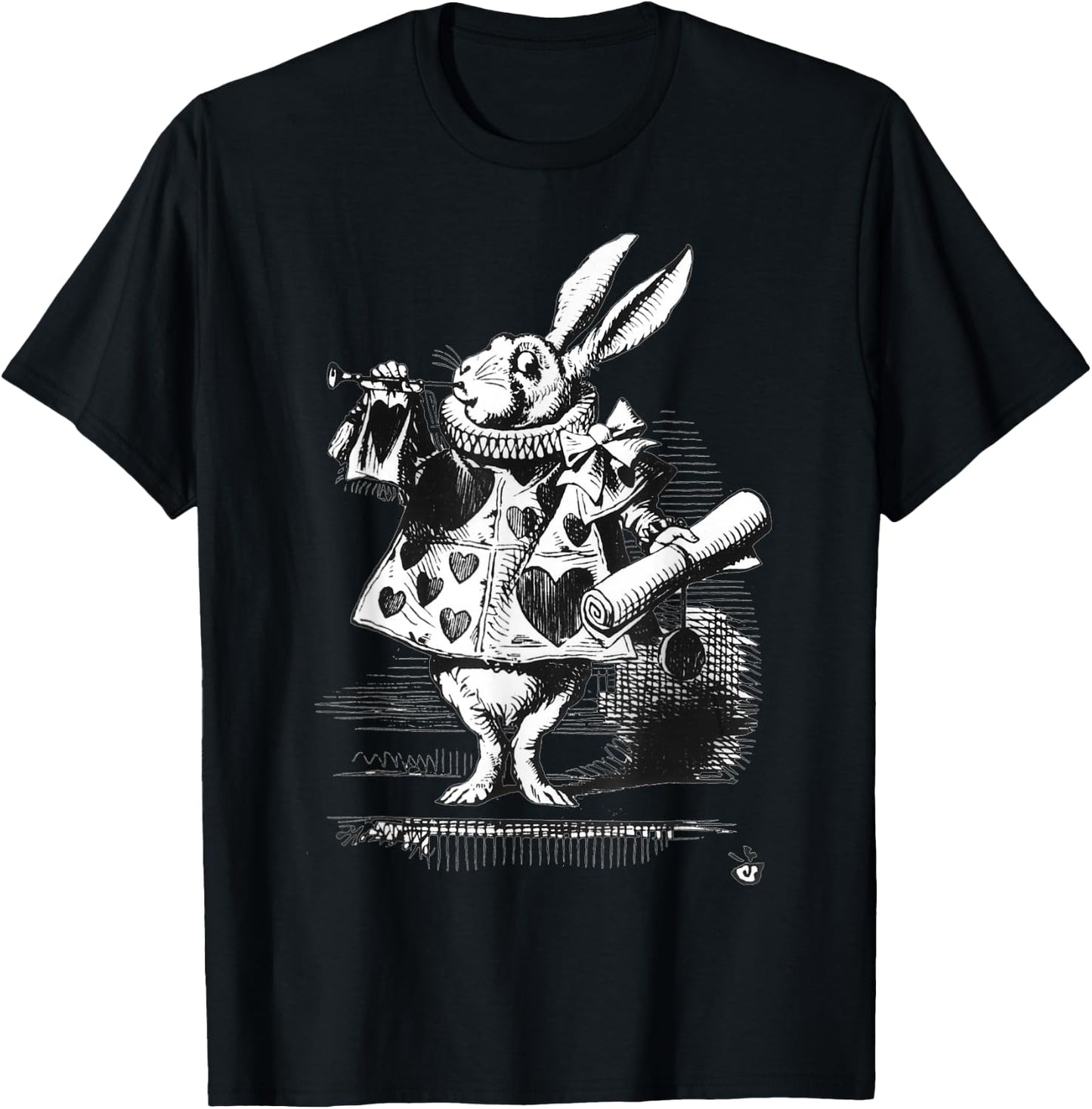 Halloween White Rabbit Alice In Wonderland Gift Bunny T-Shirt - T-Shirt | Black