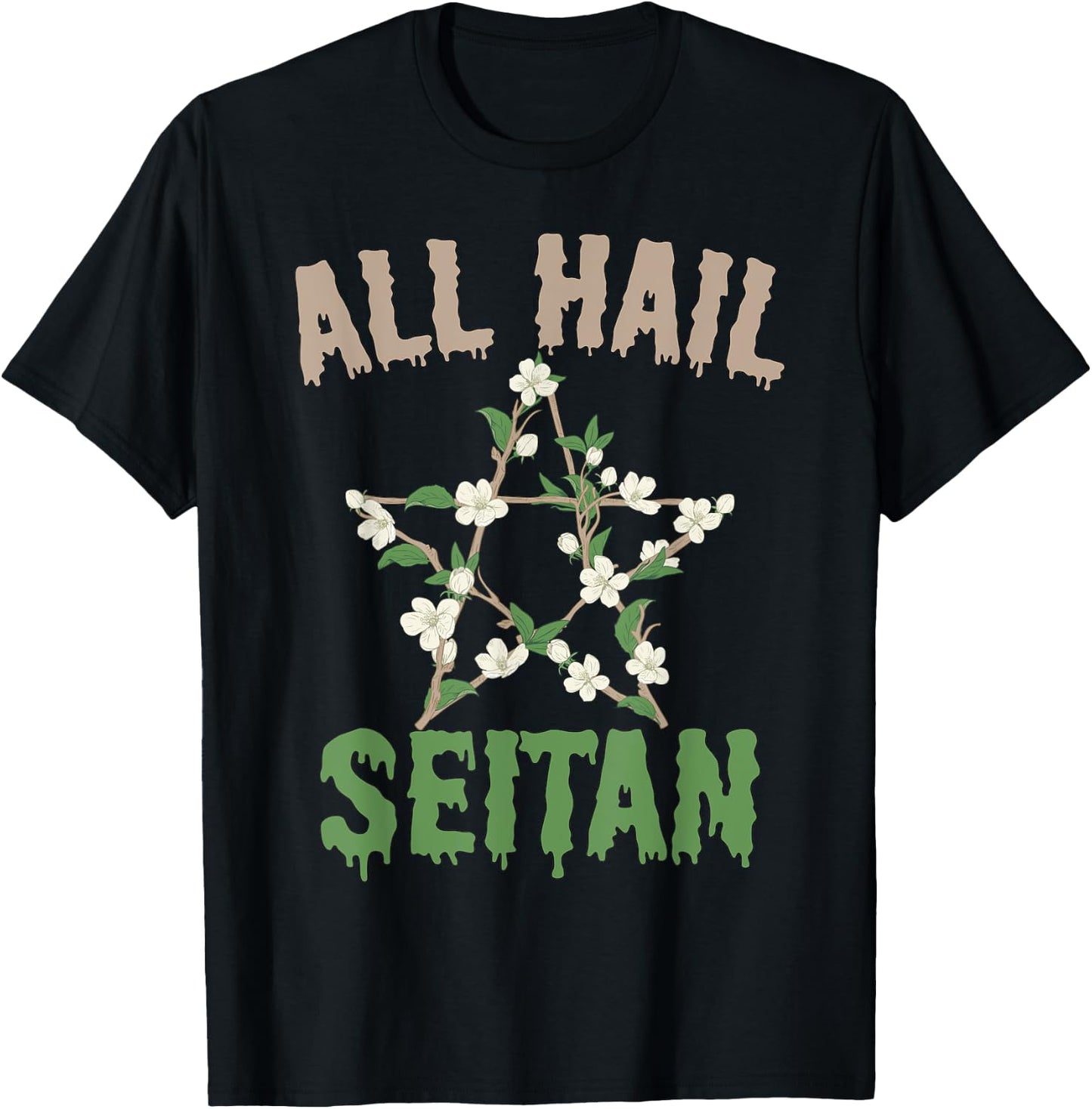 All Hail Seitan Funny Vegan Food Animal Rights Design T-Shirt - T-Shirt | Black