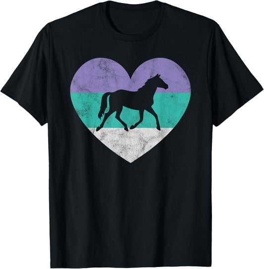 Horse Gift Shirt & Girls Retro Vintage Cute T-Shirt - T-Shirt | Black
