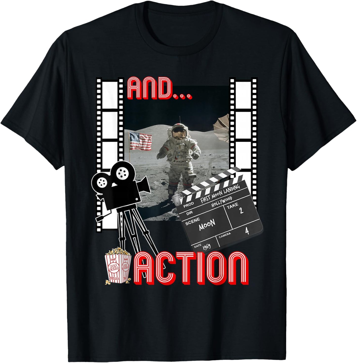 Fake Moon Landing Conspiracy Theory Apollo 11 Funny Gift T-Shirt - T-Shirt | Black