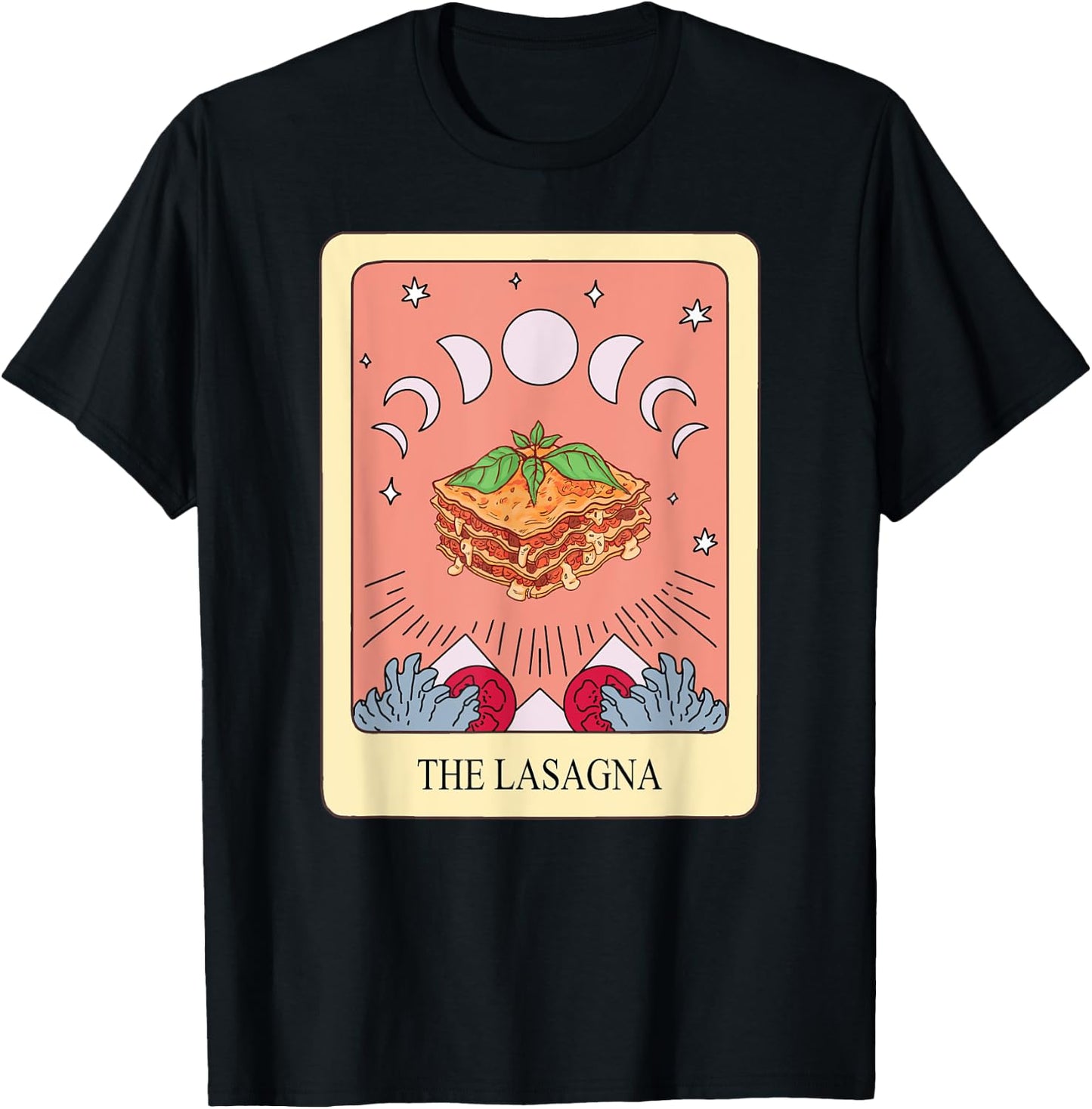 Lasagna Tarot Card Shirt Funny Lasagna Lover Tarot Fan T-Shirt - T-Shirt | Black