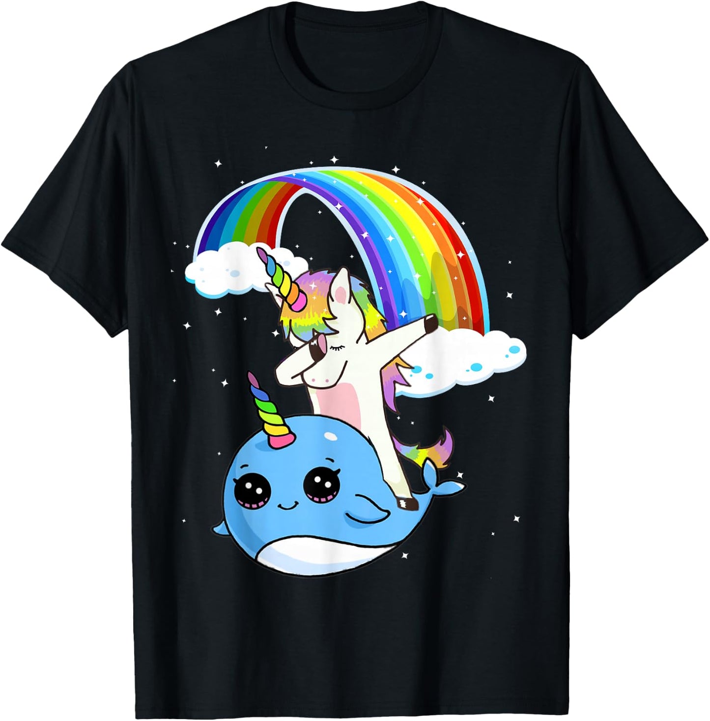 Unicorn Narwhal Shirt Dabbing Unicorn Narwhal Rainbow T-Shirt - T-Shirt | Black