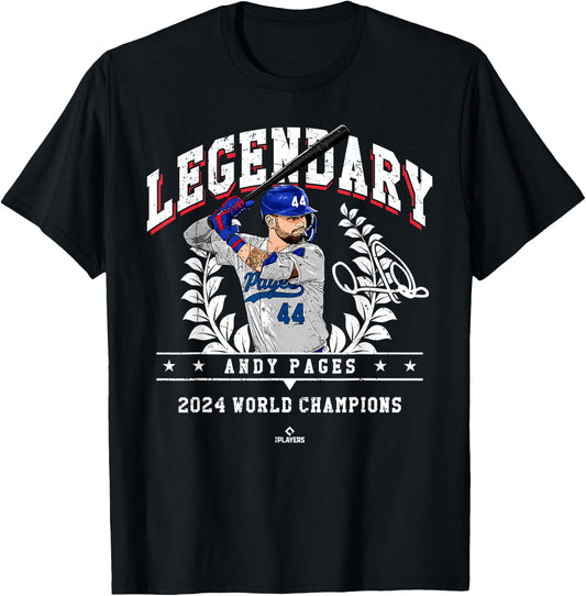 Legendary 2024 World Champions Andy Pages Los Angeles MLBPA T-Shirt - T-Shirt | Black