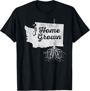 Washington T Shirt Home Grown Roots WA State Pride T-Shirt - T-Shirt | Black