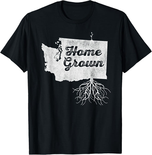Washington T Shirt Home Grown Roots WA State Pride T-Shirt - T-Shirt | Black