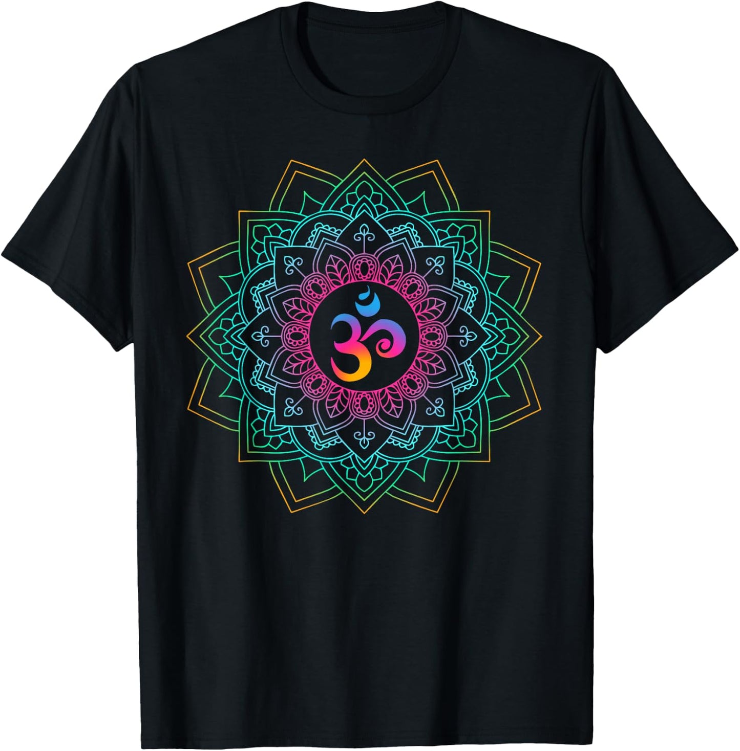 Om Meditations Mandalas Yoga T-Shirt - T-Shirt | Black