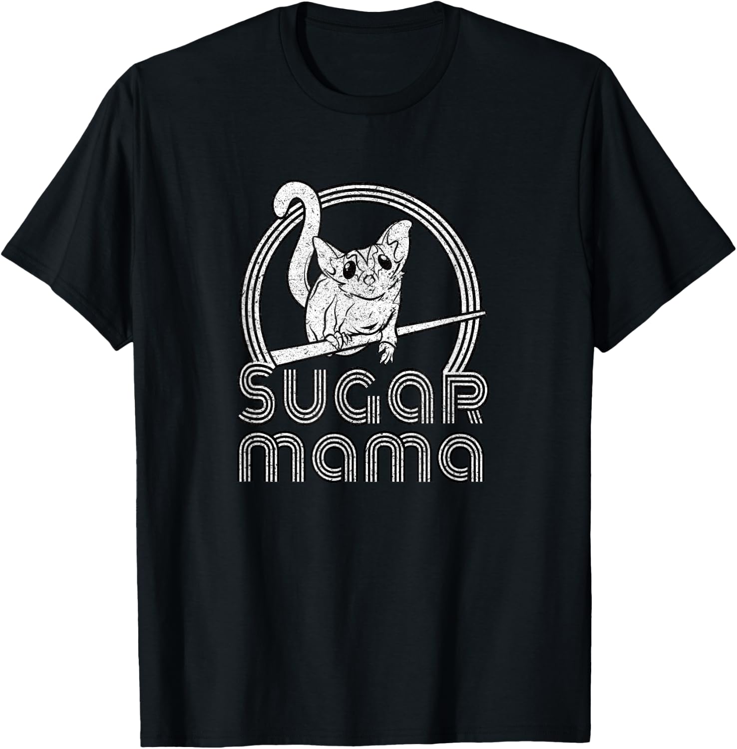 Closet Designs Sugar Mama Funny Sugar Glider Mom - Black, Small T-Shirt - T-Shirt | Black