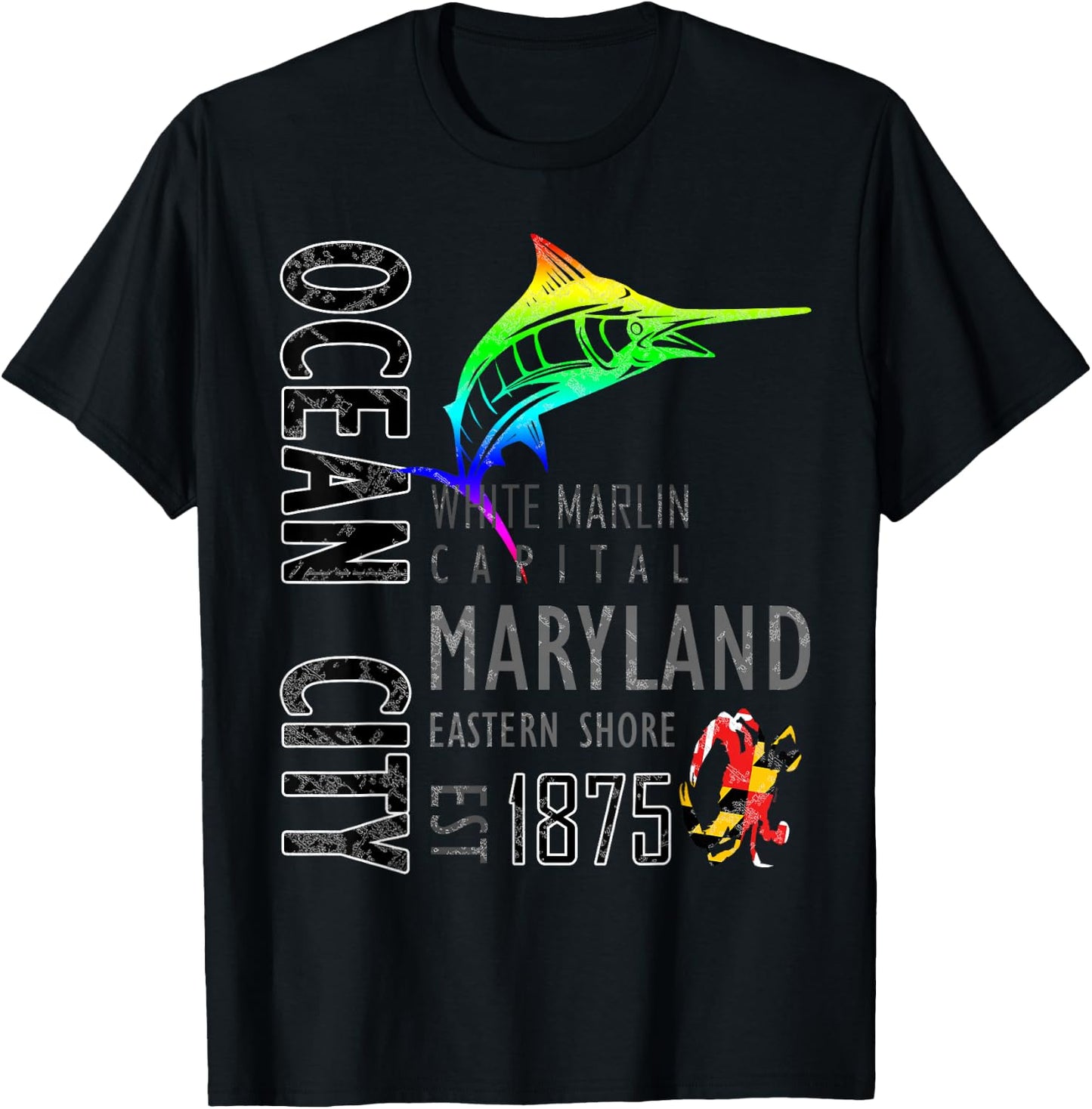Ocean City Maryland White Marlin Capital Eastern Shore T-Shirt - T-Shirt | Black