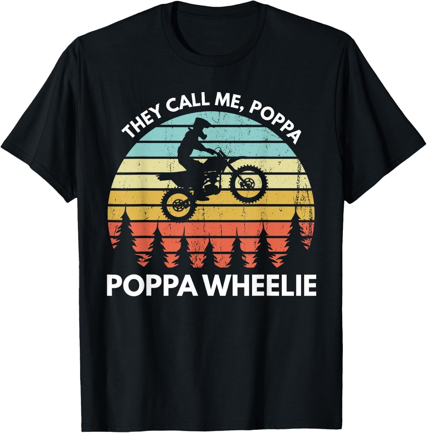 Funny Motocross Vintage Dirt Bike Poppa Wheelie Braaap T-Shirt - T-Shirt | Black
