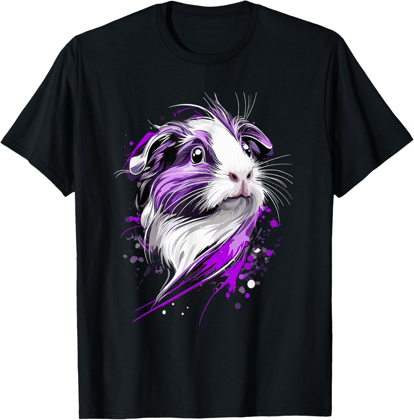Guinea Pig with Purple Splashes T-Shirt - T-Shirt | Black