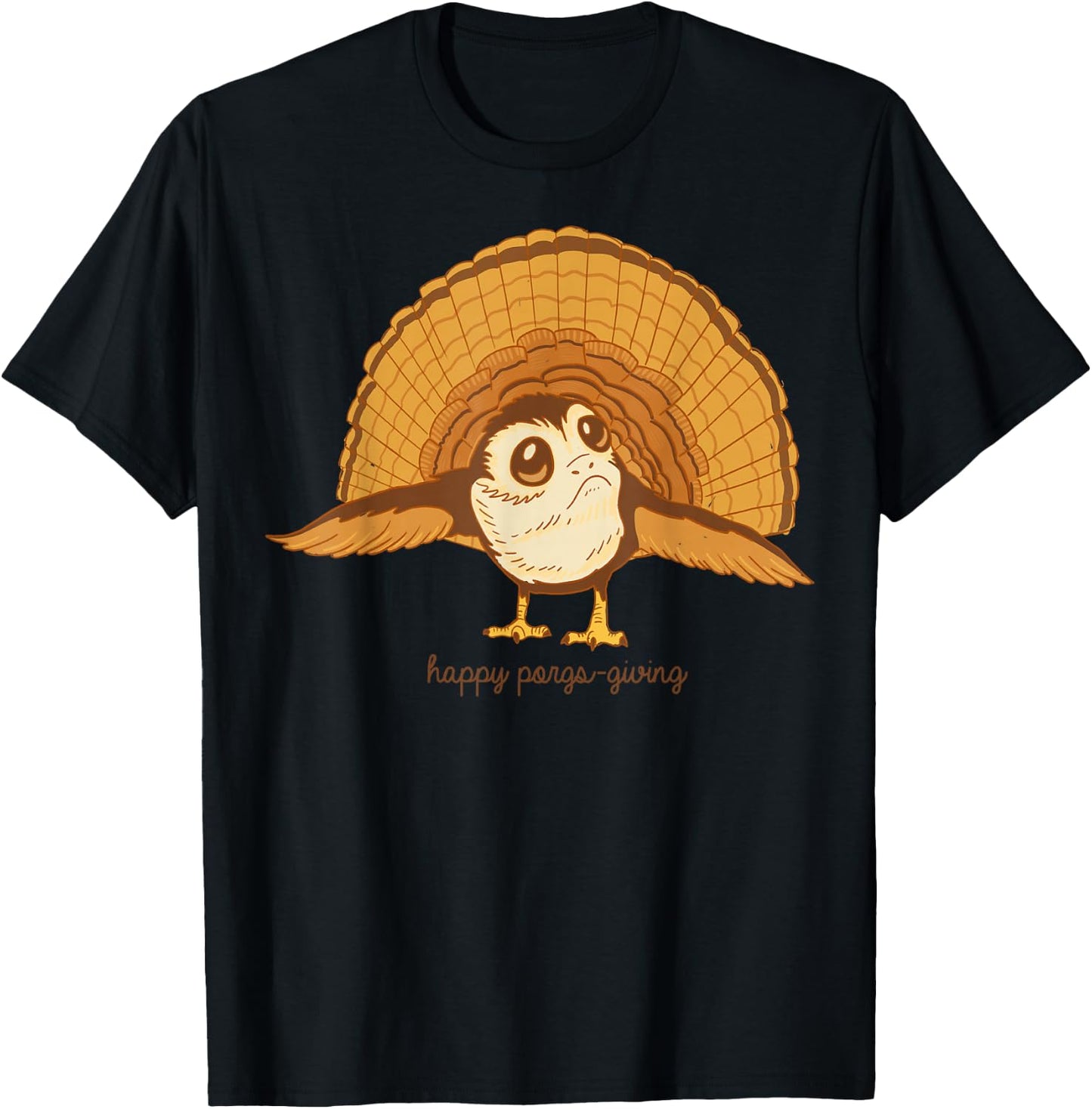 Star Wars The Last Jedi Porg Happy Porgs-Giving Thanksgiving T-Shirt - T-Shirt | Black