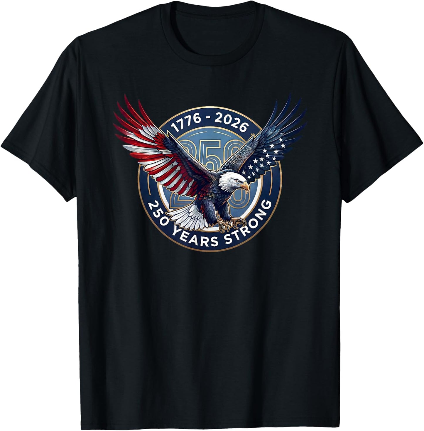 USA 1776-2026 Bald Eagle America 250 Anniversary T-Shirt - T-Shirt | Black