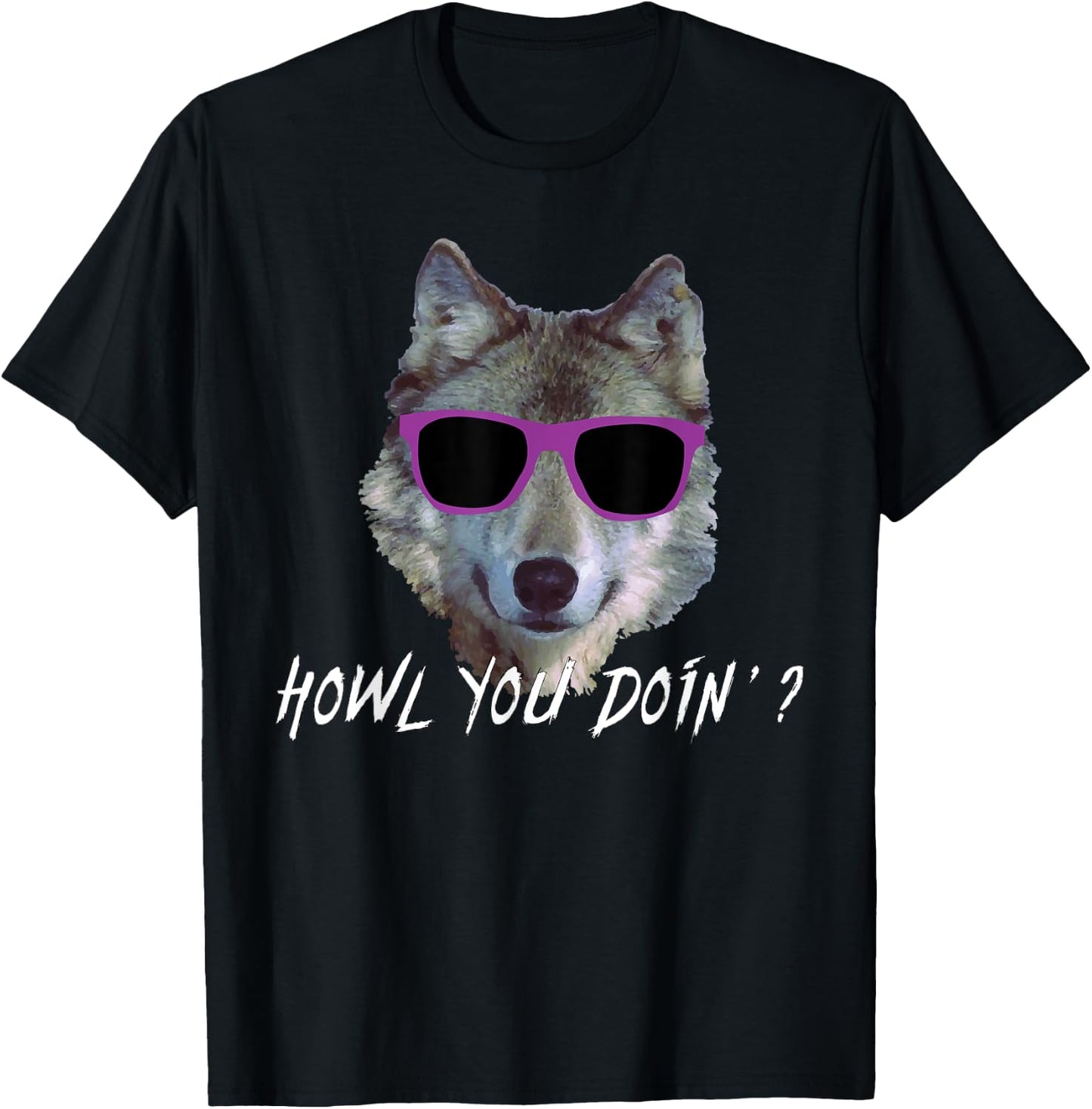 Howl You Doin'?: Funny Summer Pool Party Wolf Pun Men Women T-Shirt - T-Shirt | Black
