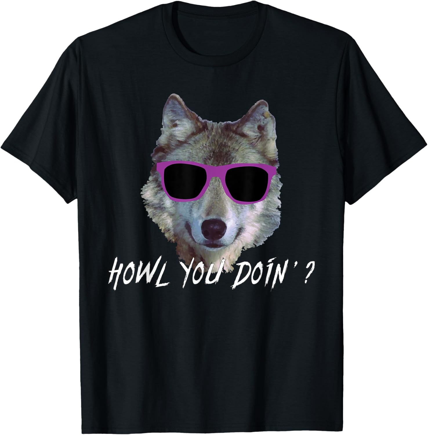 Howl You Doin'?: Funny Summer Pool Party Wolf Pun Men Women T-Shirt - T-Shirt | Black