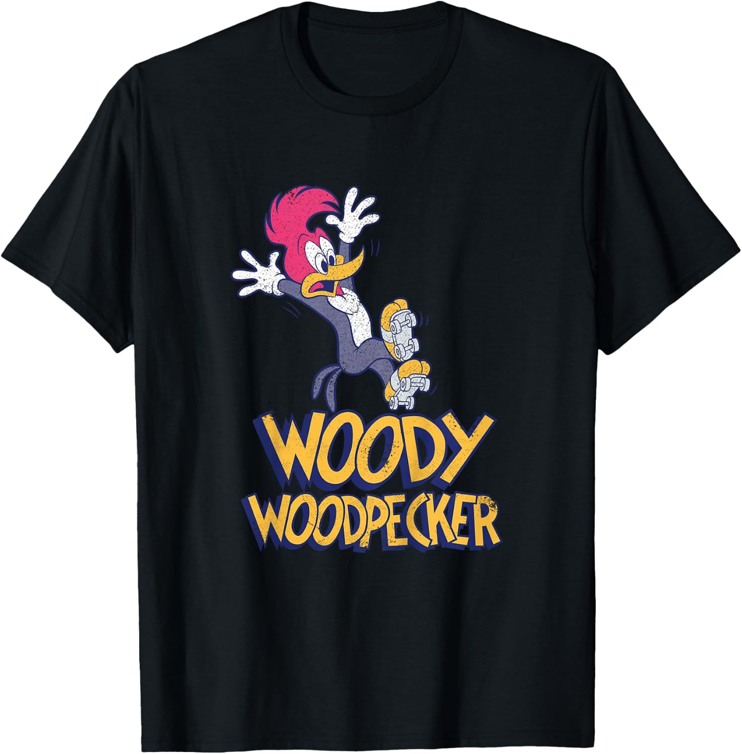 Kids Woody Woodpecker Falling Roller Skating T-Shirt - T-Shirt | Black