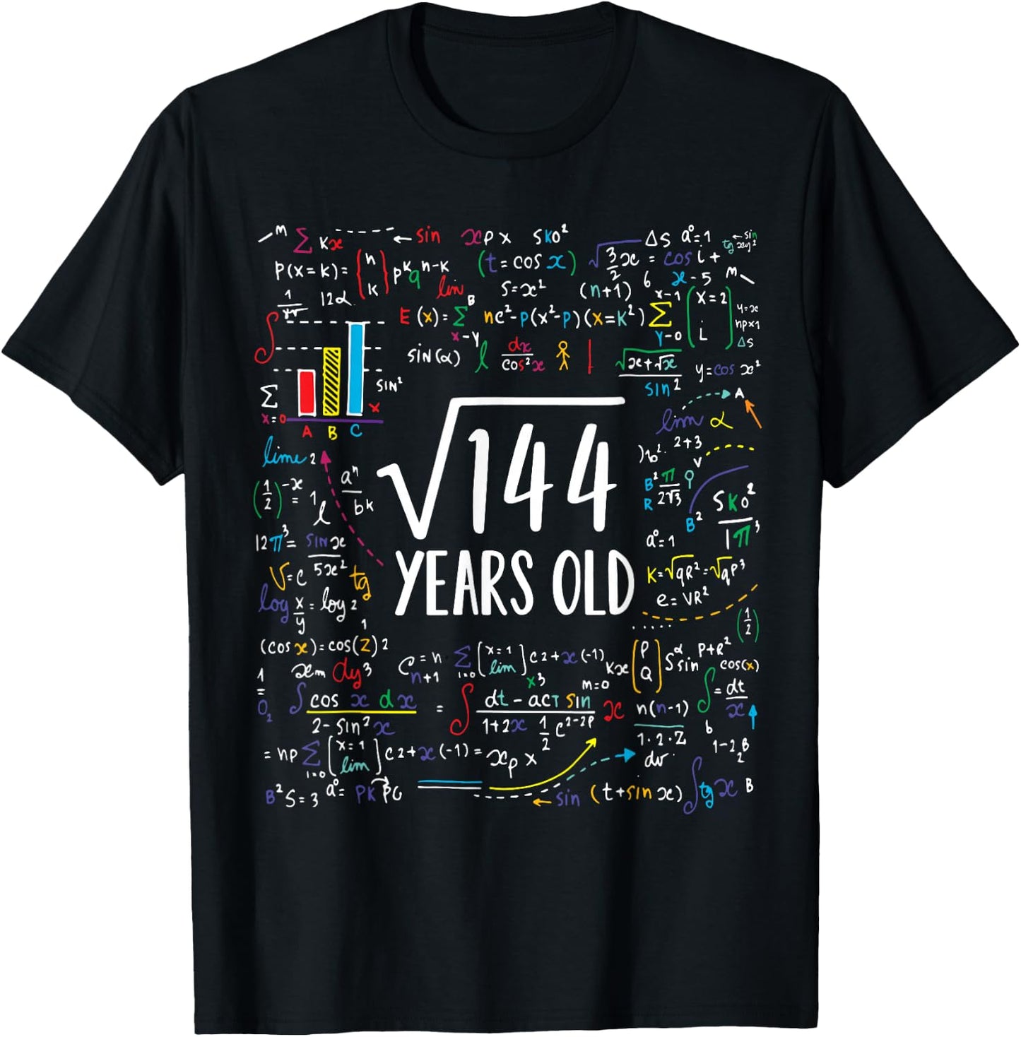 Square Root of 144 12th Birthday 12 Year Old Gifts Math Bday T-Shirt - T-Shirt | Black