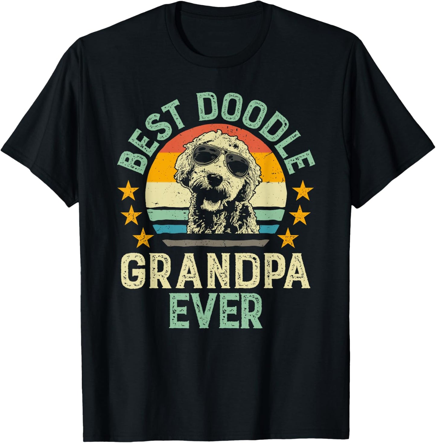 Best Doodle Grandpa Ever Goldendoodle Grandpa Gift T-Shirt - T-Shirt | Black