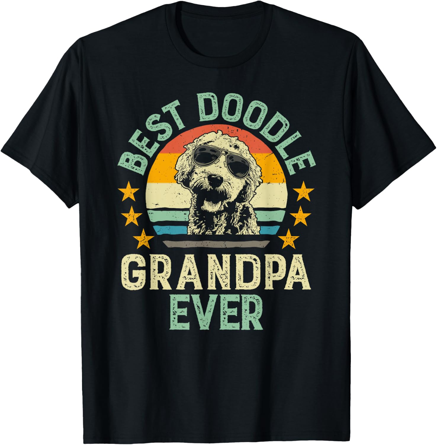 Best Doodle Grandpa Ever Goldendoodle Grandpa Gift T-Shirt - T-Shirt | Black