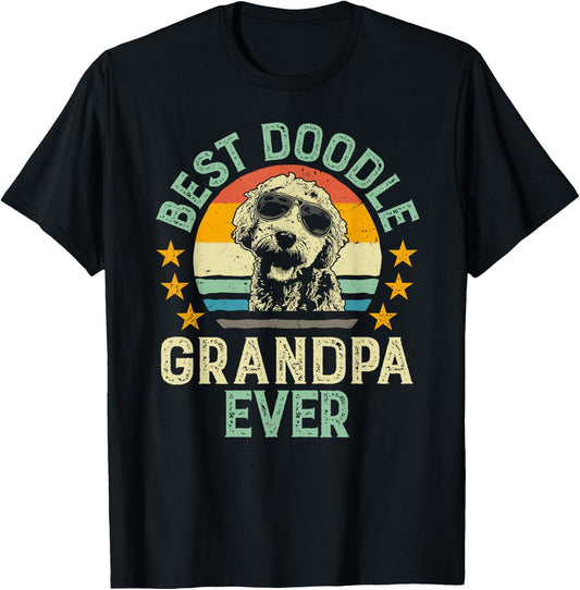 Best Doodle Grandpa Ever Goldendoodle Grandpa Gift T-Shirt - T-Shirt | Black